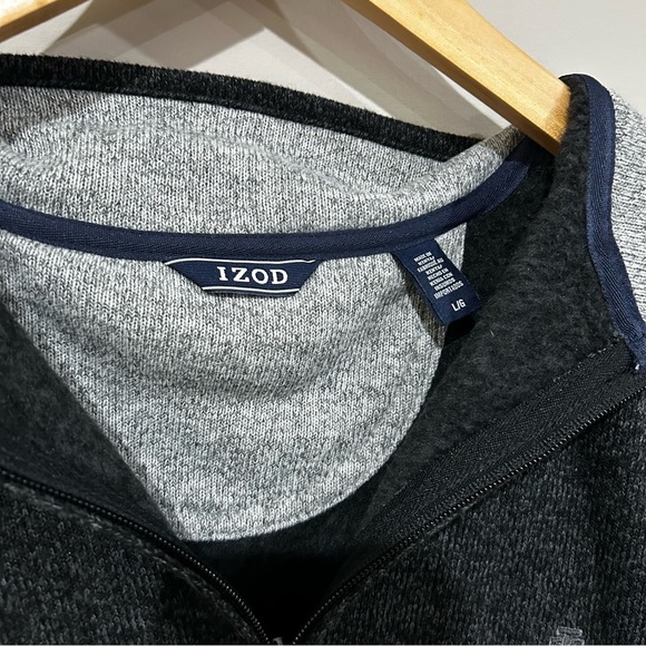 Izod Men’s Size Large Black Fleece Sweater NWT - Picture 2 of 4